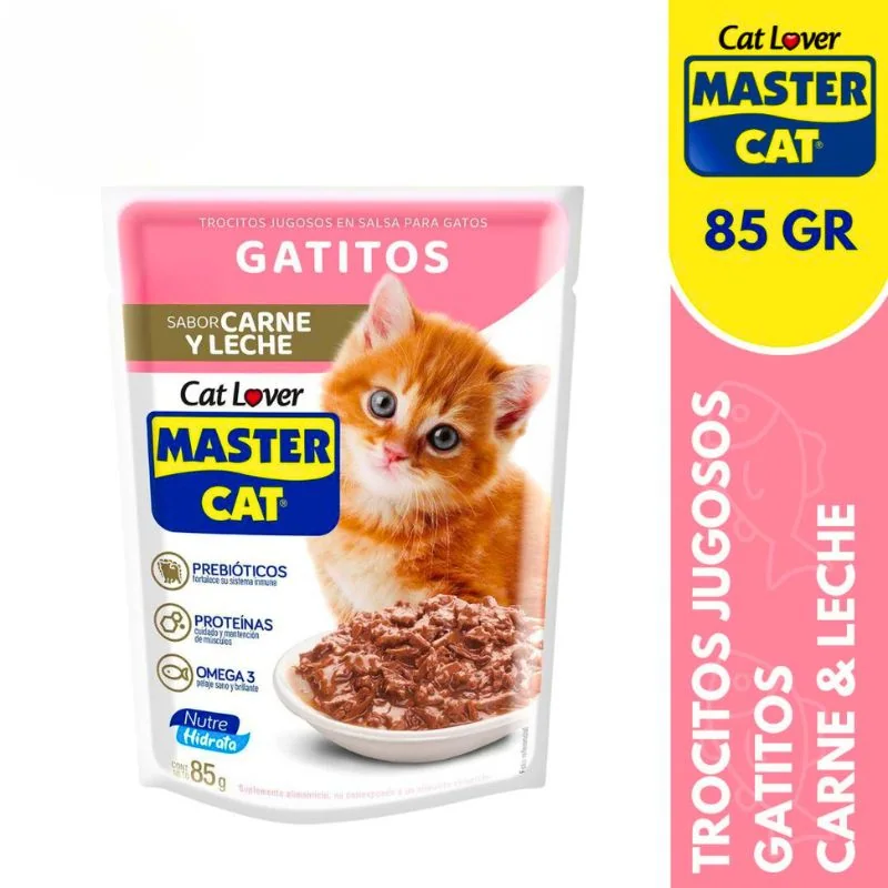 Sachet Master Cat Gatitos - Húmedo Sabor Carne y Leche 85gr