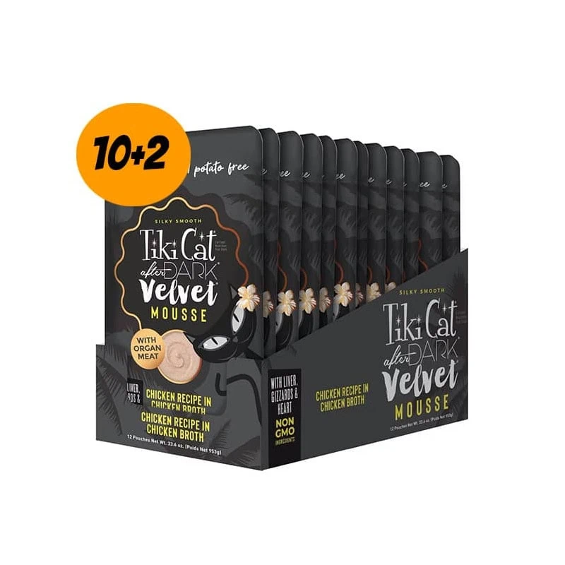 Pack 12 uni - Tiki Cat After Dark Velvet Mousse – Receta Caldo de Pollo