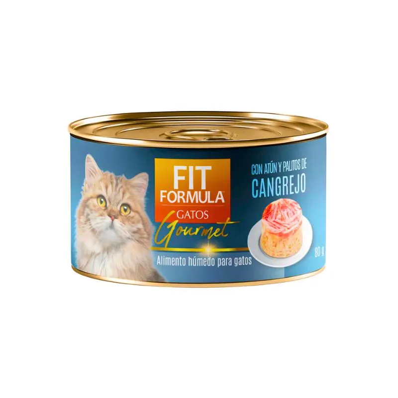 Lata Gourmet Fit Fórmula Gatos Atún y Palitos de Cangrejo 80 g