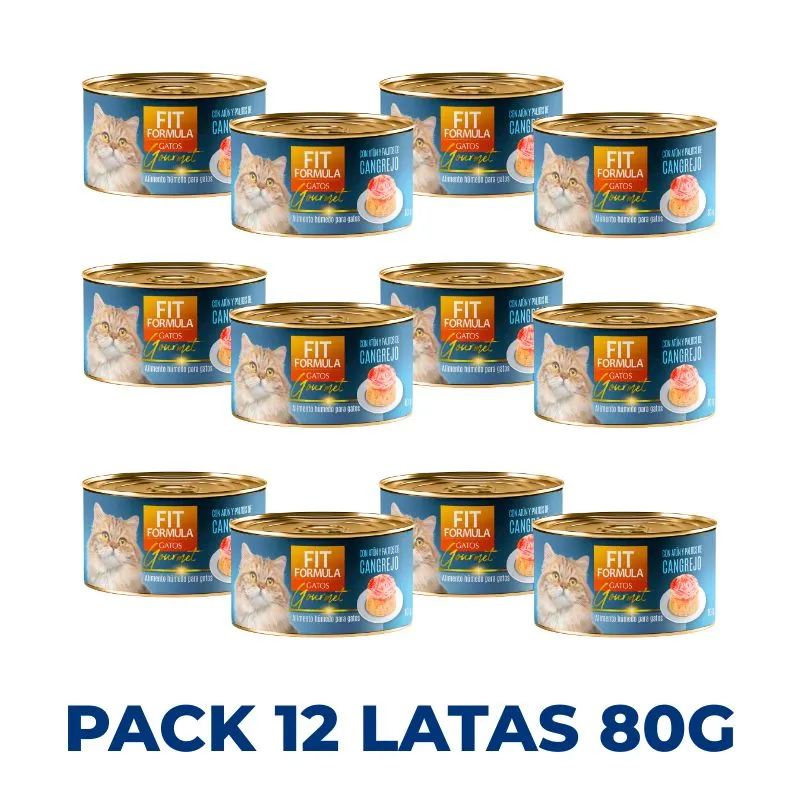 Pack 12 Latas Fit Fórmula Gourmet Atún y Palitos de Cangrejo 80 g