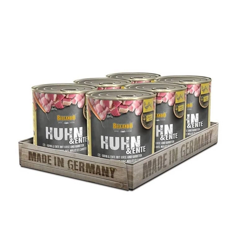 Pack 6 Latas Grandes Belcando Pollo Pato y Mijo Zanahoria 800 g c/u