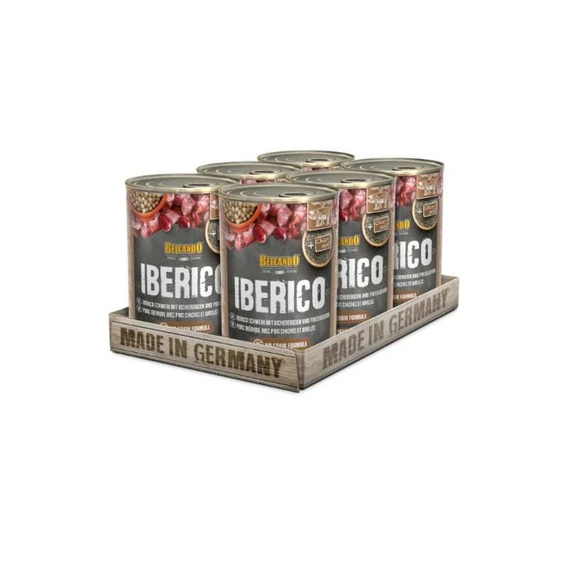 Pack 6 Latas Grandes Belcando Cerdo Iberico Garbanzos y Arándanos 800g c/u