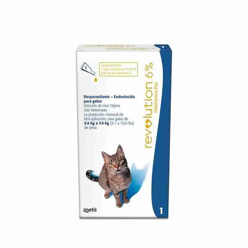 PIPETA REVOLUTION GATOS 6% 0,75 ml 2.6 - 7.5 KG