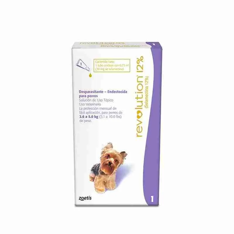 Pipeta Revolution Perros 12%, 2,6 a 5 Kgs