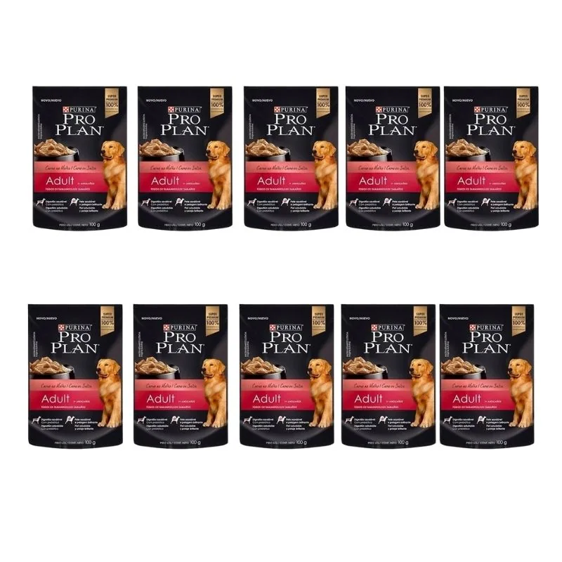 Pack 10 Sachet Proplan Adulto Carne 100 g