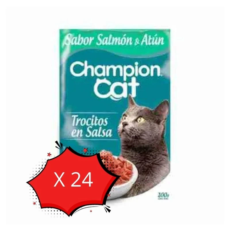 Pack 24 Sachet Champion Cat Salmón y Atun 85g c/u