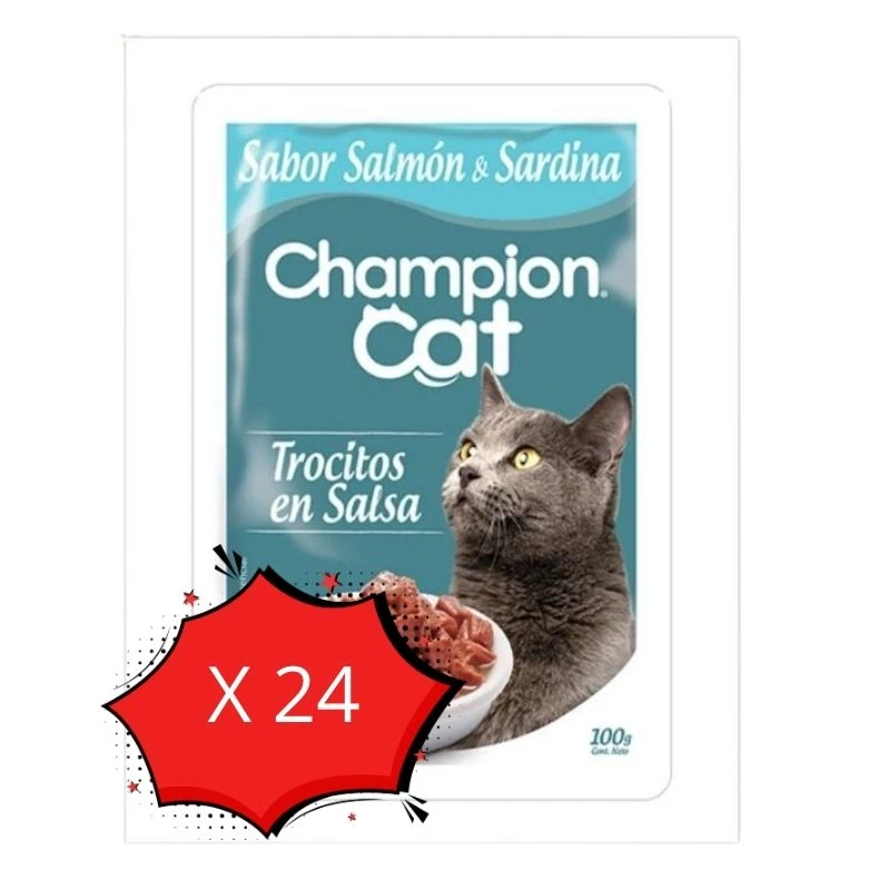 Pack 24 Sachet Champion Cat Salmón y Sardina 85g c/u