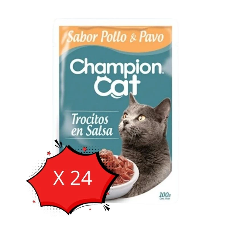 Pack 24 Sachet Champion Cat Pollo y Pavo 85g c/u