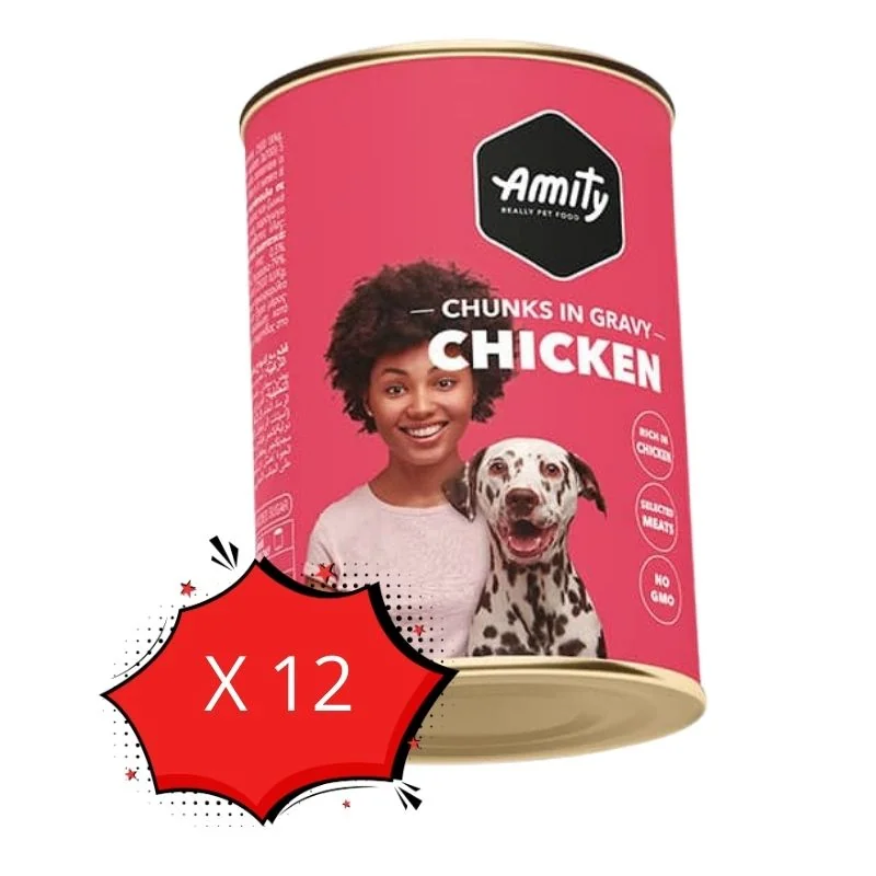 Pack 12 Latas Amity Premium Chunk Pollo 1250g c/u