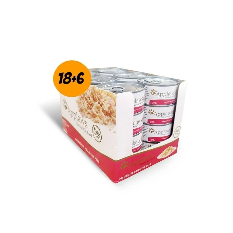 Pack 24 Latas Applaws Pollo y Pato con Caldito 70g c/u