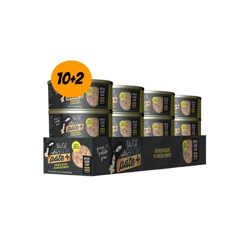 Pack 12 Tiki Cat After Dark Pate+ Chicken recipe in chicken broth 80g c/u