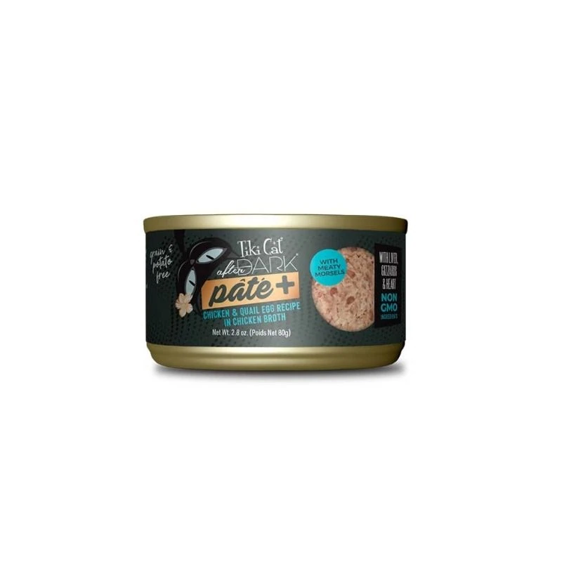 Tiki Cat After Dark Pate+ Chicken Quail Egg Recipe in Chicken Broth 80 g