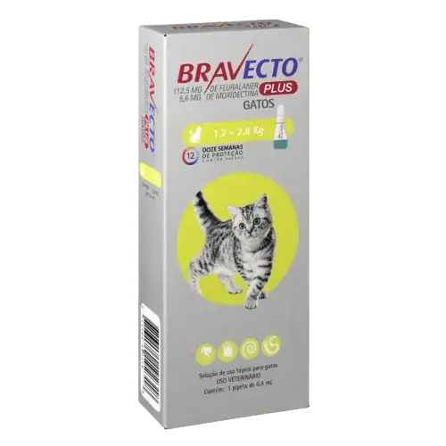 Bravecto plus gato 1,2 kg a 2,8 kg (vencimiento Nov 2026)