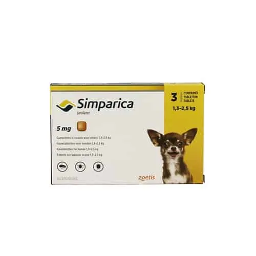 Simparica 5mg de 1.3 a 2.5kg - 3 comprimidos