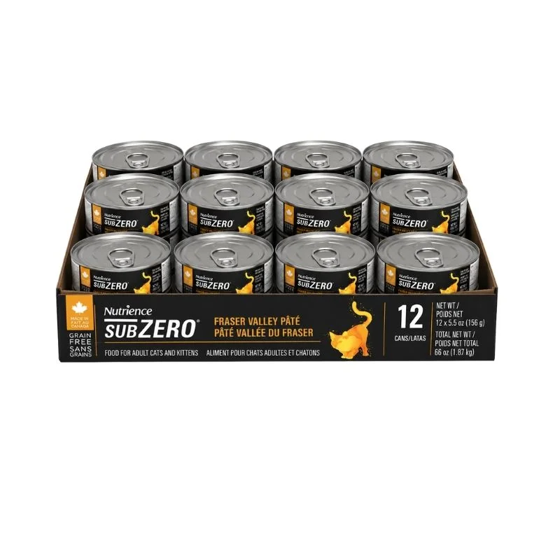 Pack 12 Latas Nutrience Gato Subzero Fraser Valley 156 g c/u