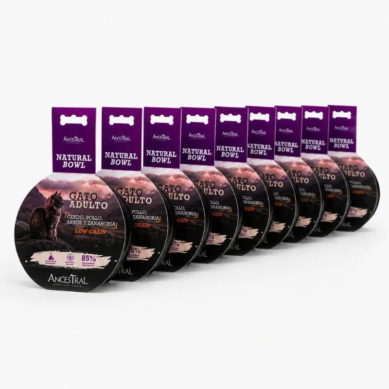 Pack 9 Bowl Ancestral Natural Gato Adulto 300 g
