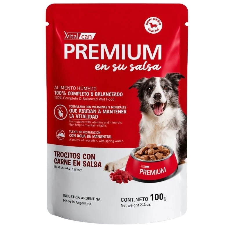 Pouch Vitalcan Premium Perro Adulto En Su Salsa Carne 100 g
