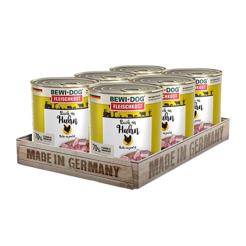 Pack 6 BewiDog Rico En Pollo 800g c/u | Alimento Húmedo Para Perros