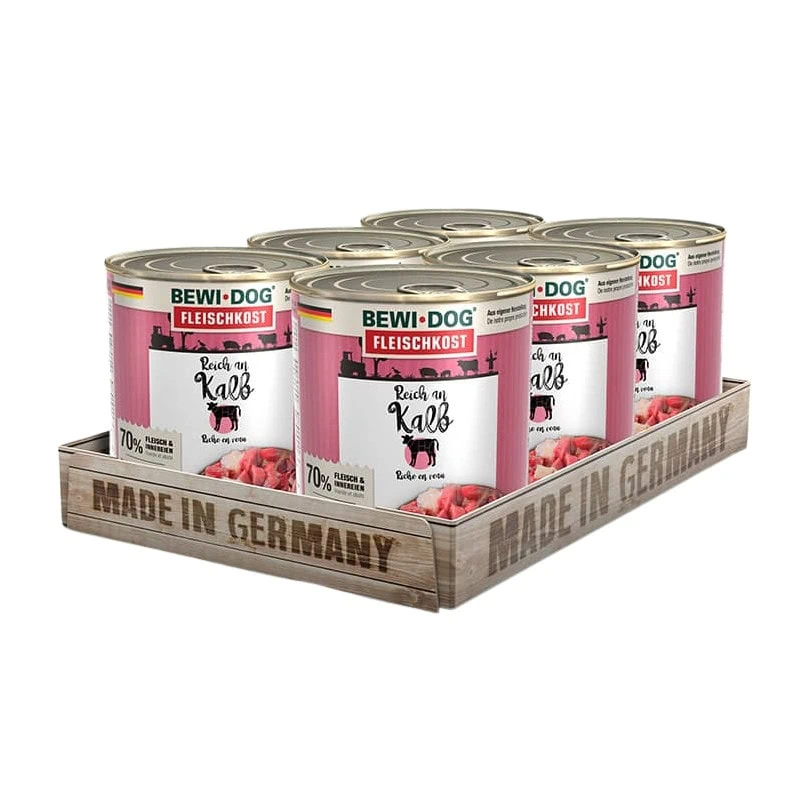 Pack 6 BewiDog Rico En Ternera 800g c/u | Alimento Húmedo Para Perros