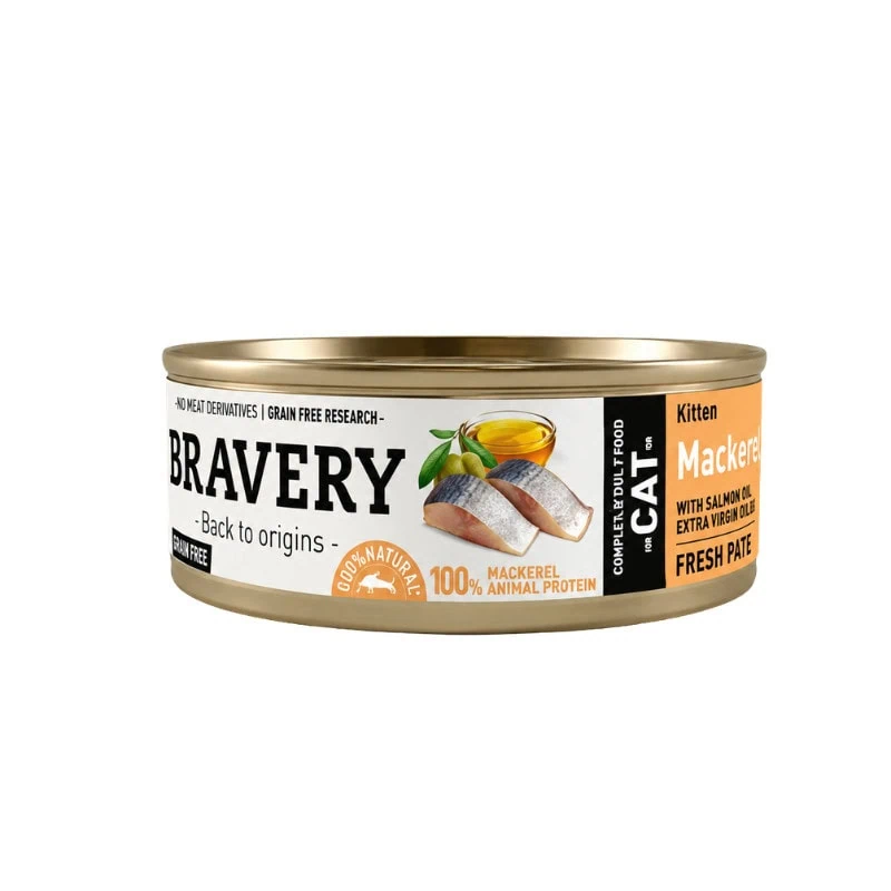 Lata Bravery Caballa Para Gatitos 70g | Alimento Húmedo Para Gatitos Kitten