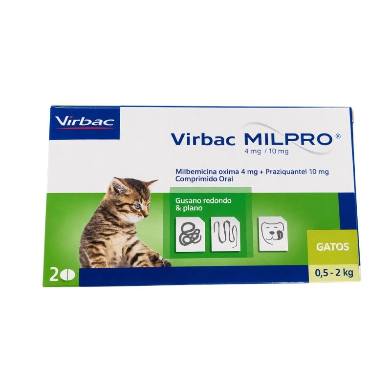 Virbac Milpro Antiparasitario Para Gatitos 0,5 a 2kg (4mg / 10mg) | 2 Comprimidos