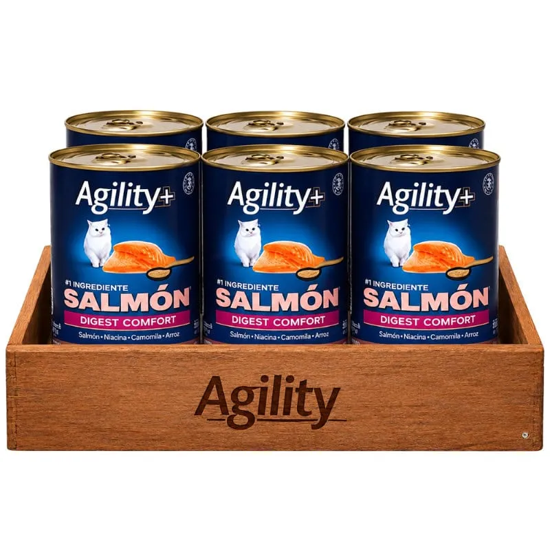 Pack 6 Latas Agility+ Digest Comfort Salmón 340 g