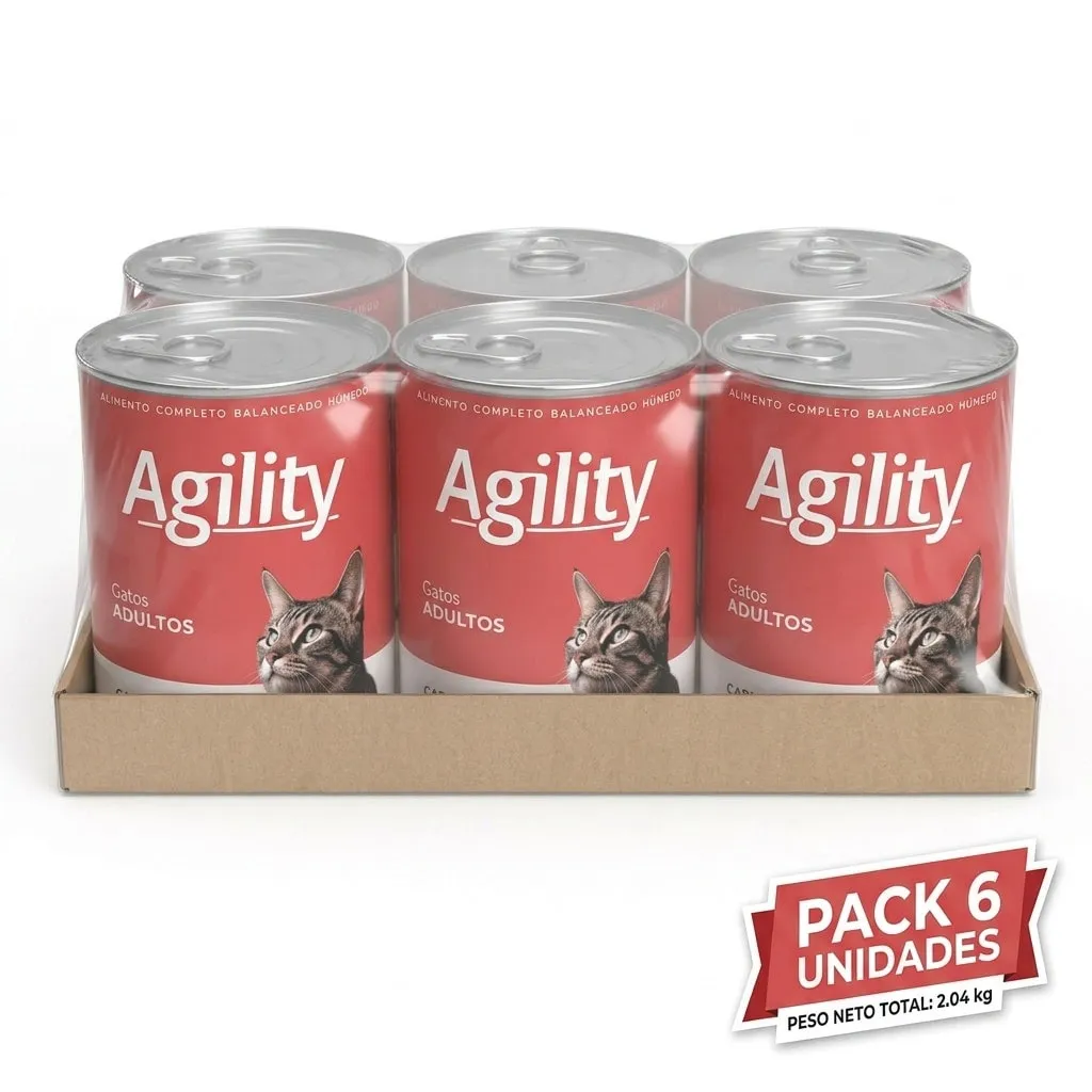 Pack 6 Latas Agility Carne Gatos 340 g