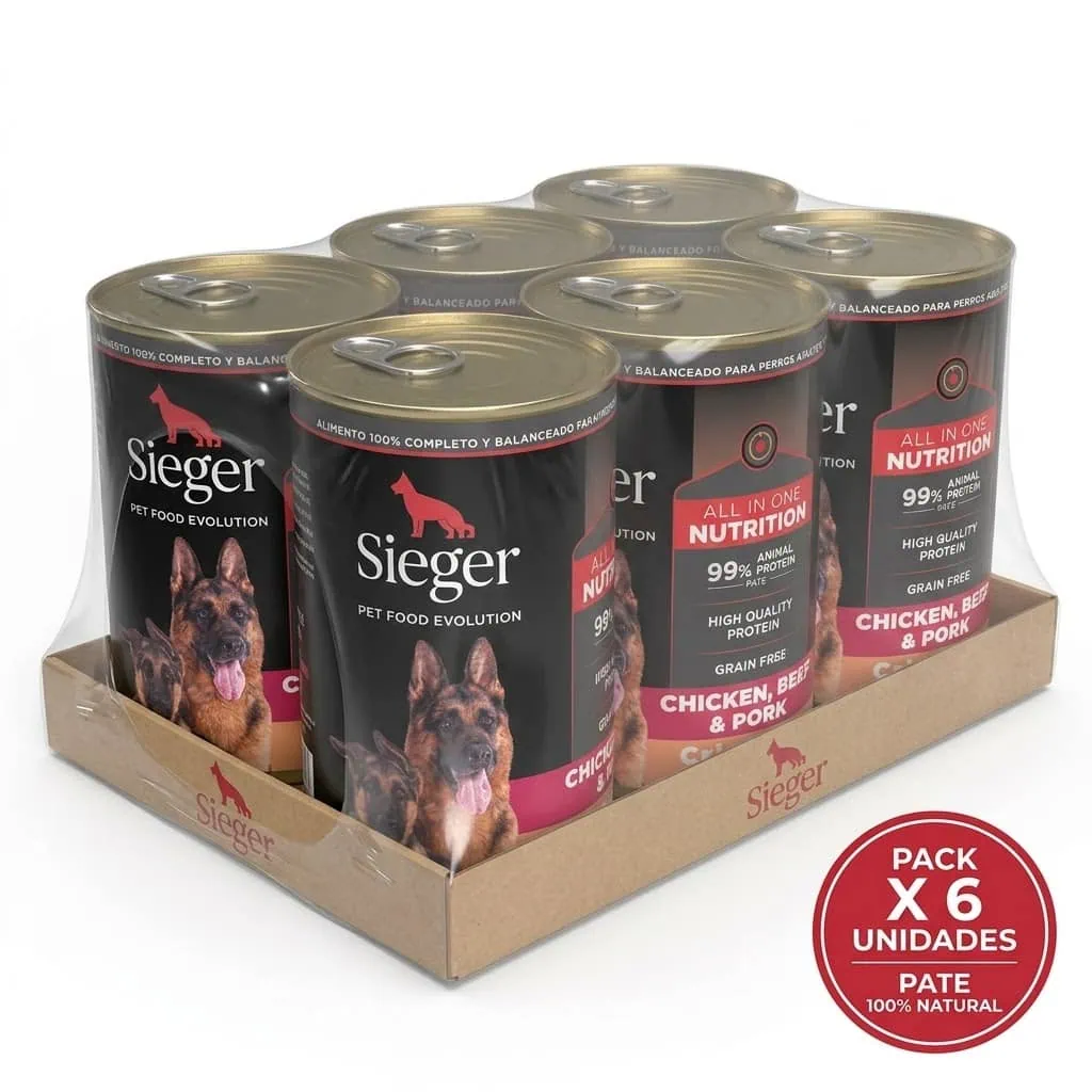 Pack de 6 Sieger Lata Criadores All In One Perros 340g