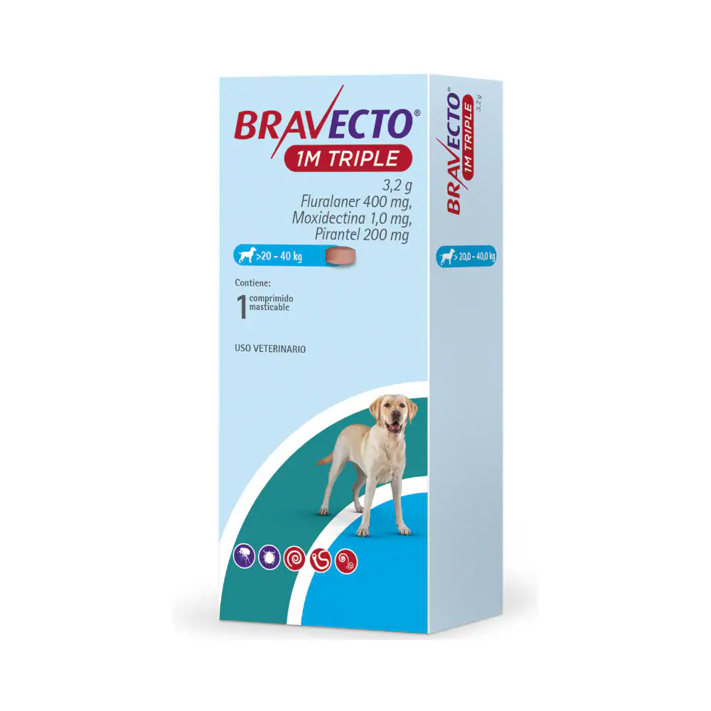 Bravecto para Perros 1 Mes Triple (20-40kg)