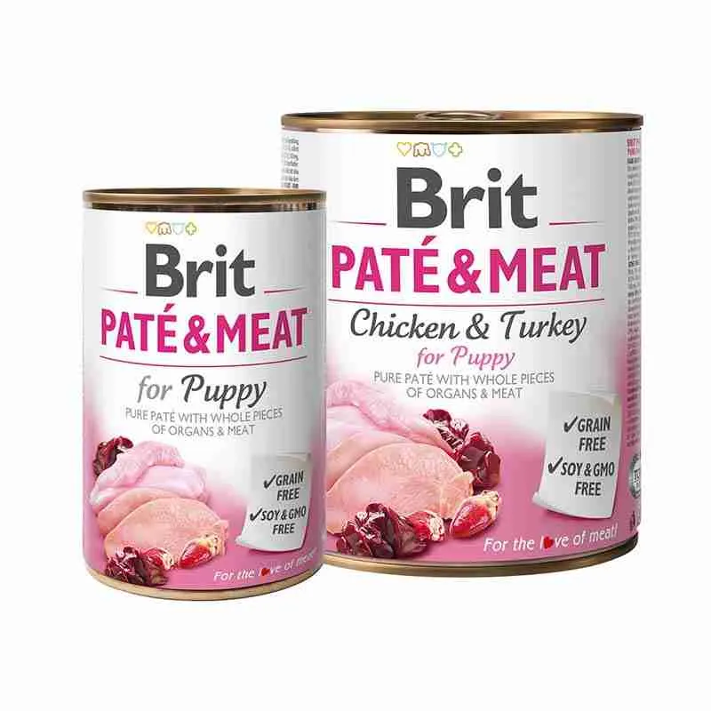 Pack 6 Brit Care Lata Paté & Meat Puppy 800g