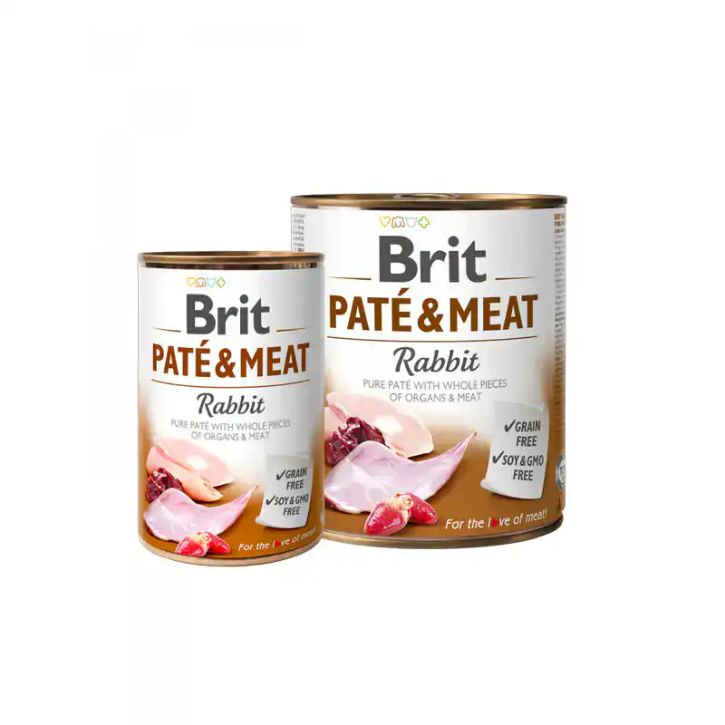 Pack 6 Brit Care Paté & Meat Lata Rabbit 800g
