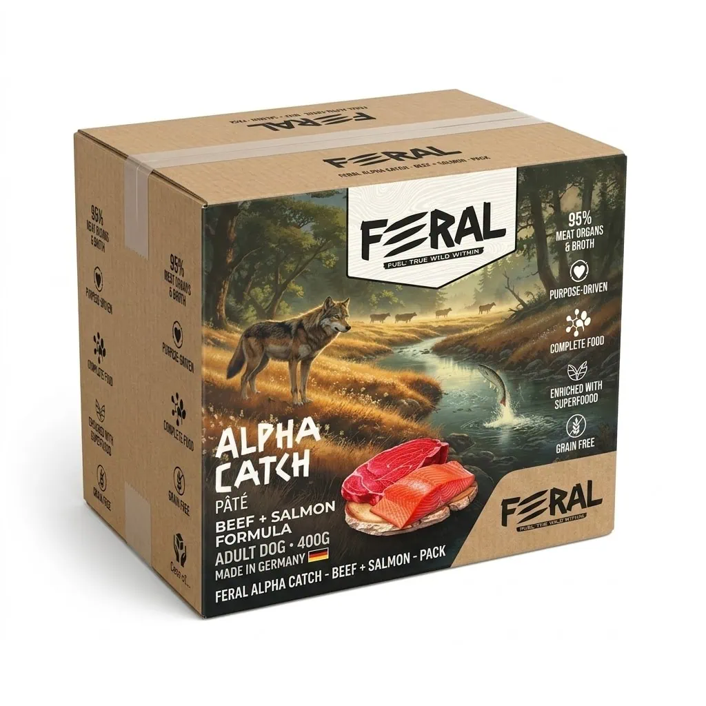 Feral Pack 6 Lata Perro Adulto - Vacuno con Salmón 400gr