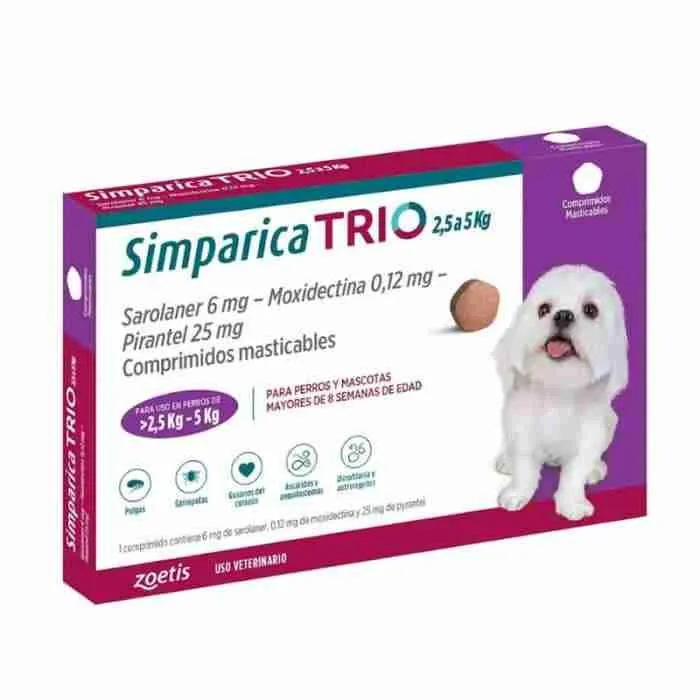 Simparica Trio purple 2,5 kg a 5 kg x 3 comprimidos