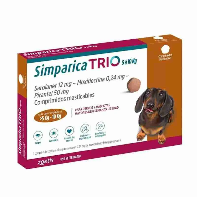 Simparica Trio caramelo 5 kg a 10 kg x 3 comprimidos