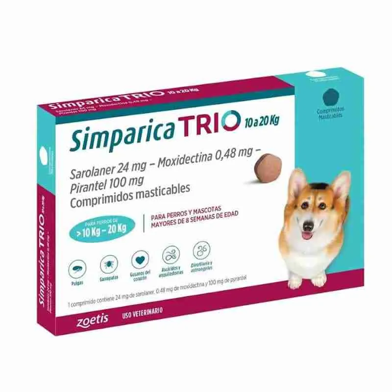 Simparica Trio blue 10 kg a 20 kg x 3 comprimidos