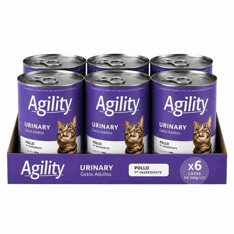 Pack 6 Latas Agility Gato Urinary 340g