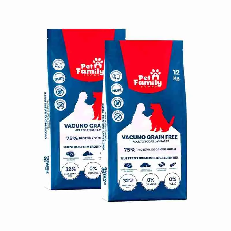 Pack 2 PetFamily Vacuno 12 kg Grain Free
