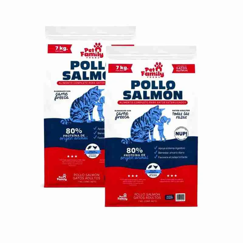 Pack 2 PetFamily Gato Pollo y Salmón 7 kg