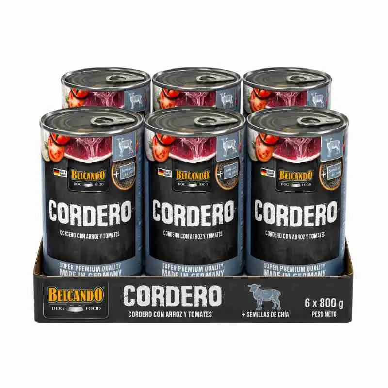 Pack 6 Latas Belcando Cordero con Arroz y Tomates 800g