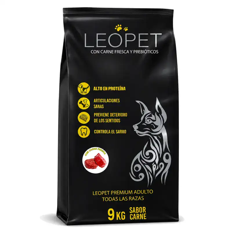 Leopet Premium Adulto Sabor Carne 9 kg - LIQUIDACION