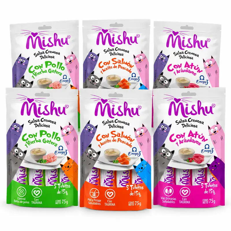 Pack Mishu 30 Tubitos Surtidos para Gatos