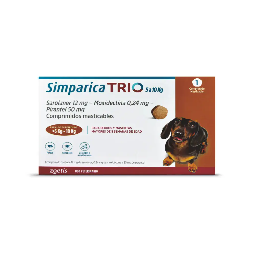 Simparica Trio Caramelo 5 a 10 kg x 1 Comprimido