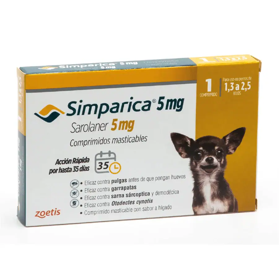 Simparica 5 mg 1,3 a 2,5 kg x 1 Comprimido