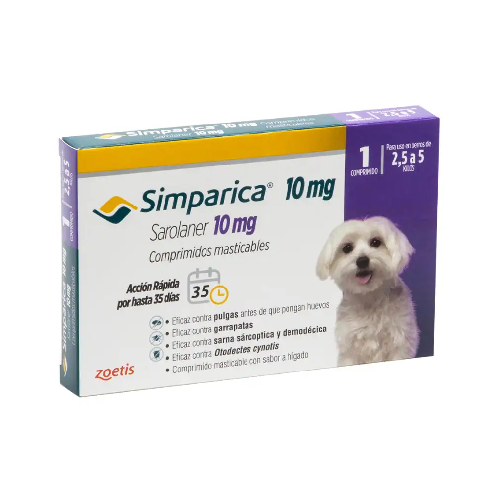 Simparica 10 mg 2,5 a 5 kg x 1 Comprimido
