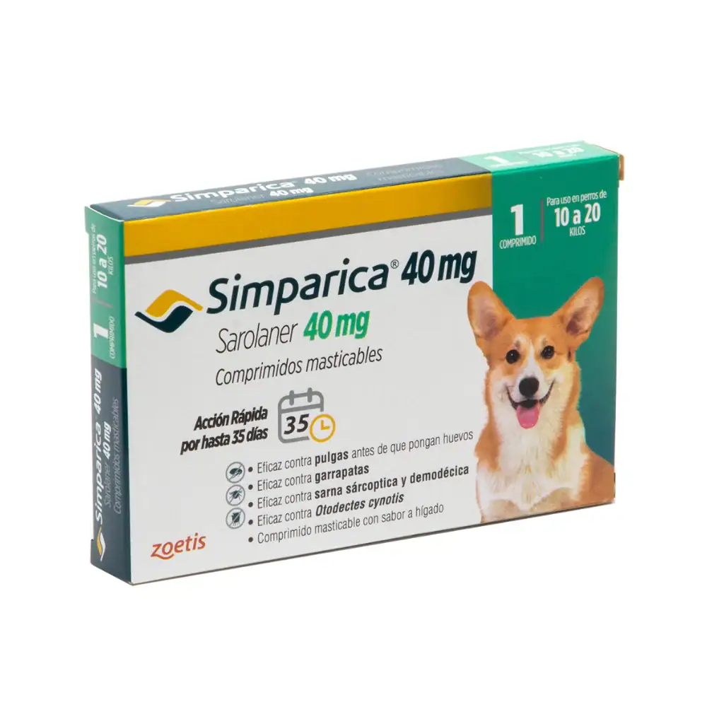 Simparica 40 mg 10 a 20 kg x 1 Comprimido