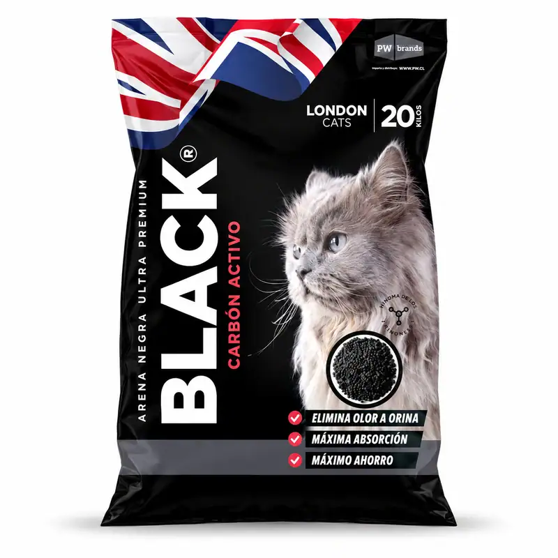 Arena London Cats Black 20 kg con Carbón Activado
