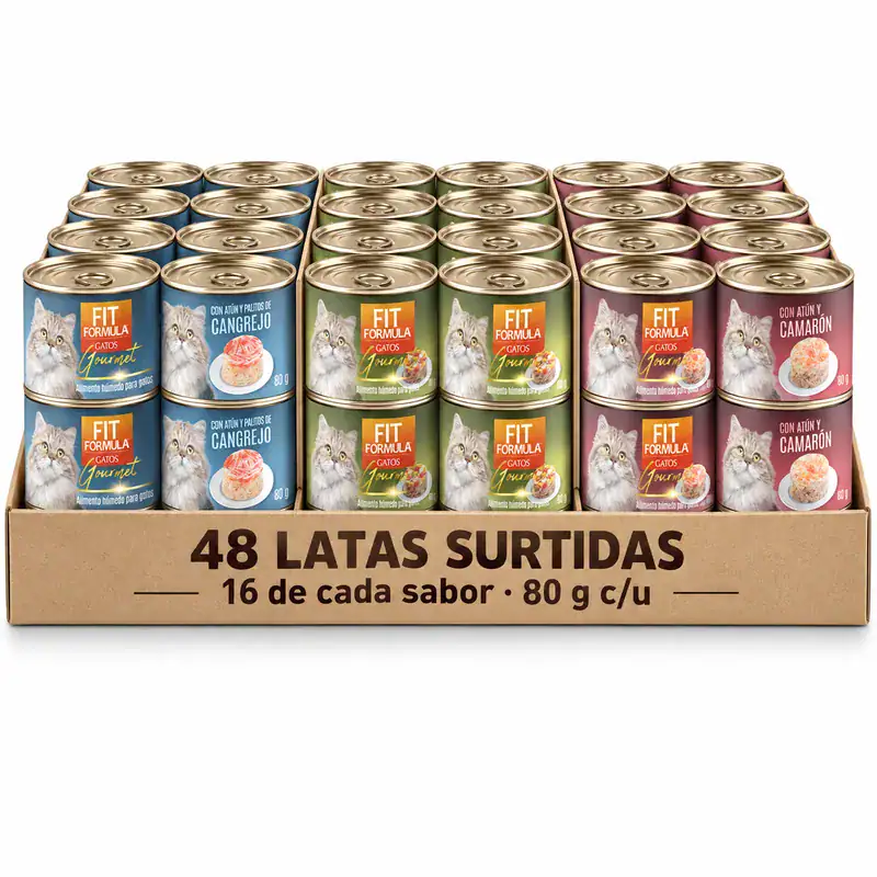 Caja 48 Latas Surtidas Fit Fórmula Gourmet Gatos 80 g