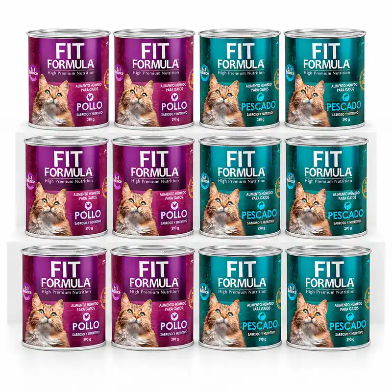 Pack 12 latas Fit Fórmula gato pollo y pescado 290 g