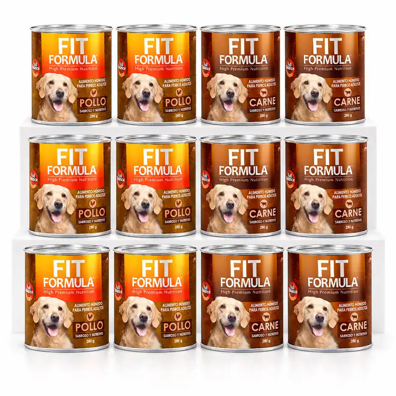 Pack 12 latas Fit Fórmula perro pollo y carne 280 g