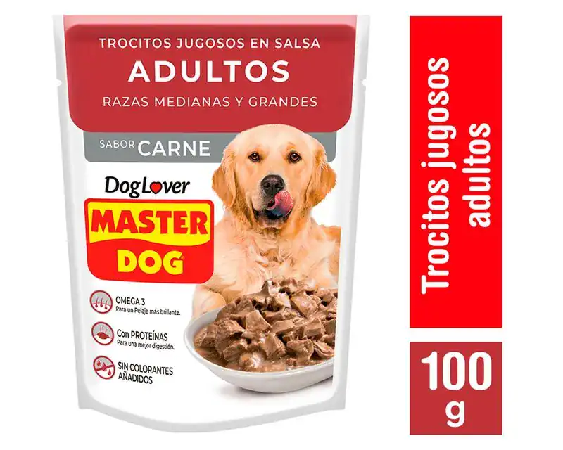 Pack 20 Sachet Master Dog - Alimento Húmedo Perro Adulto - Sabor Carne 100grs c/u